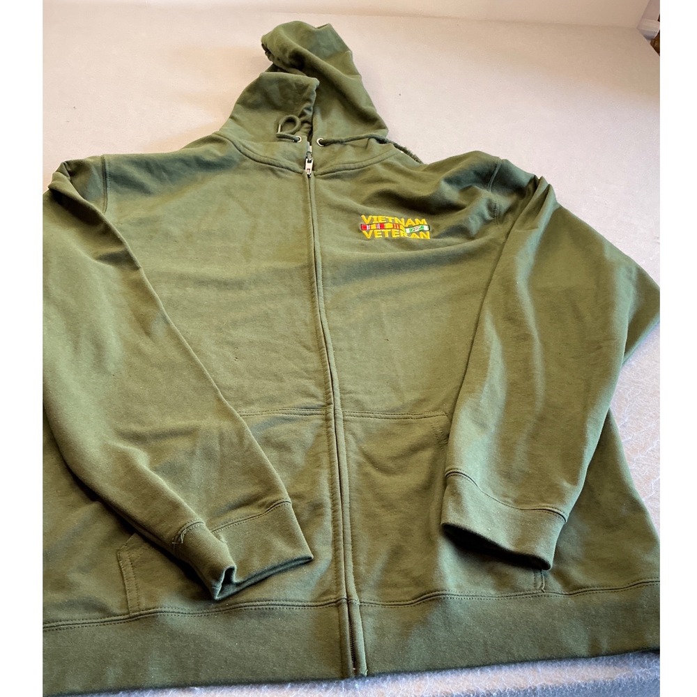 AE Sport Vietnam Veteran Full Zip Hoodie Olive Green XXL Military Licensed